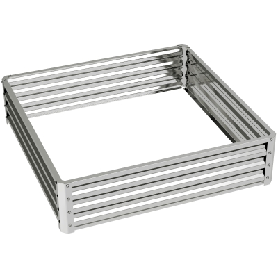 Outsunny Square Raised Garden Bed Steel 120x120x30cm Silver