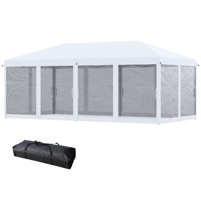 Outsunny Tonnelle Pliable 6x3m Crème avec Moustiquaire et Housse