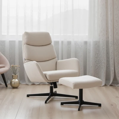 HOMCOM Poltrona relax con poggiapiedi 75cm x 66cm x 99cm beige