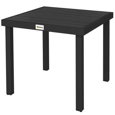 Outsunny Table Jardin 4 Pers. Aluminium 78x78x74cm Noir