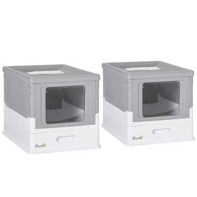PawHut Maisons Toilette Chat Pliable Double Porte 47,5cm