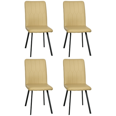 HOMCOM 4 Chaises Salle à Manger Similicuir Noir Pieds Acier