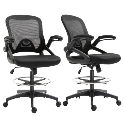 Vinsetto Fauteuils Bureau Réglables Maille Respirante Noir 2pcs