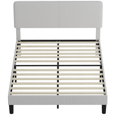 HOMCOM Lit 140x200cm Velours Gris Tête Rembourrée Réglable