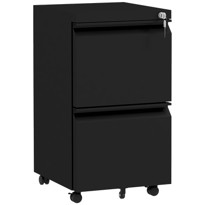 Vinsetto Mobile Filing Cabinet Steel Lockable Black