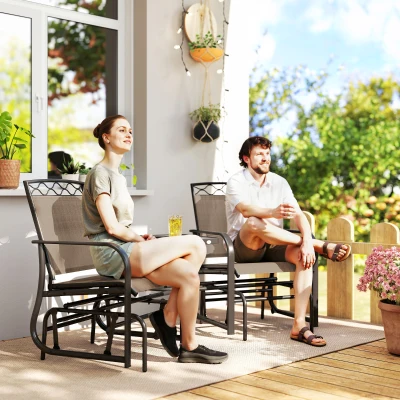 Outsunny Double Glider Chair 2-Seater Patio Swing Brown