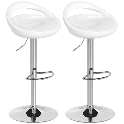 HOMCOM Lot 2 Tabourets Bar Pivotants Hauteur Réglable Blanc