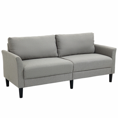 HOMCOM Canapé 3 Places Gris Clair Bois Noir Polyester