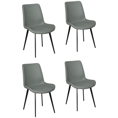 HOMCOM 4 Chaises Salle à Manger Similicuir Gris Foncé
