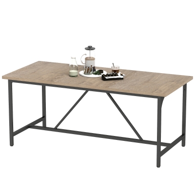 HOMCOM Table Rectangulaire 6-8 Pers. Style Industriel Effet Bois