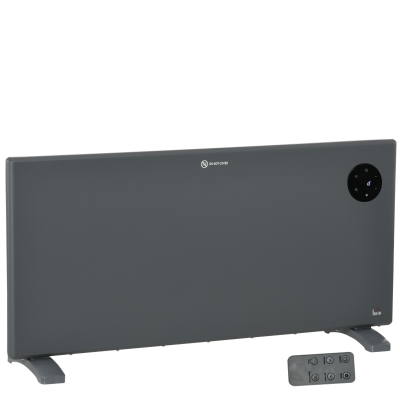 HOMCOM 2000W Electric Convector Heater, Freestanding or Wall Mounted, Space Heater with Adjustable Thermostat, Timer, Grey