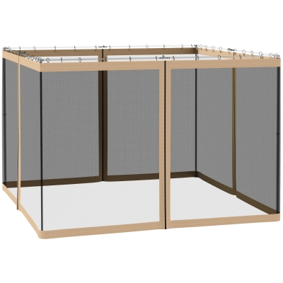 Outsunny 302 x 207cm Universal Replacement Mesh Sidewall Netting for Gazebos and Canopy Tents, (Sidewall Only) Beige