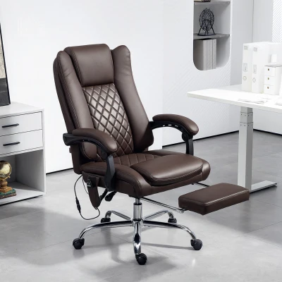 HOMCOM Executive Office Chair Massage & Heat Dark Brown
