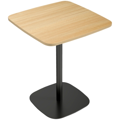 HOMCOM Kleiner Esstisch, 60 cm, quadratisch, MDF-Tischplatte, Stahlsockel, für Wohnzimmer, Esszimmer, Küche, Naturholz+Schwarz