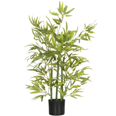 Plantă Artificială de Bambus de 90 cm cu Ghiveci de Ciment Ø15x12.5 cm