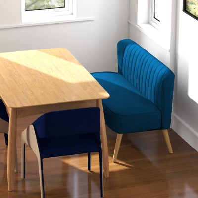 HOMCOM Modern 2-Seater Sofa High Back Compact Couch Dark Blue