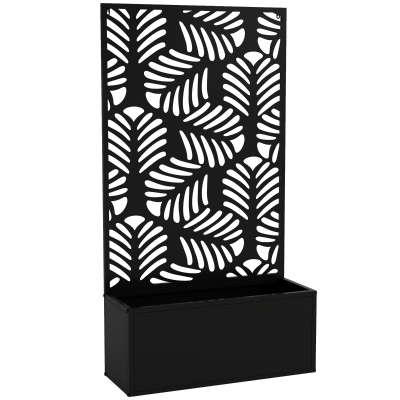 Outsunny Metal Garden Bed for Garden with Trellis, Wall Mounted or Freestanding Raised Planter with Privacy Screen