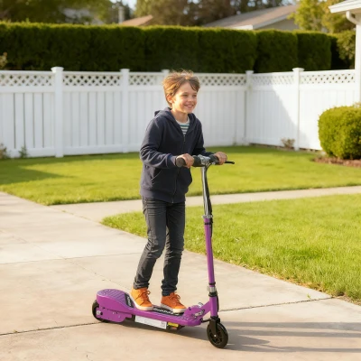 HOMCOM Foldable Electric Kids Scooter Ride-on Purple