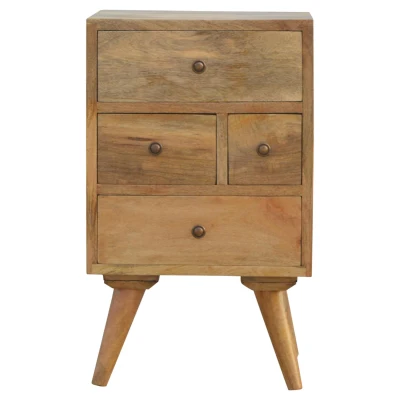 Solid Wood Wall-Mounted Rounded Bedside Table with Drawer, Brown