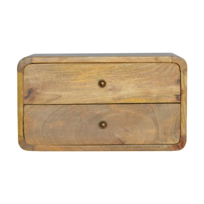 Solid Mango Wood Floating Bedside Unit with Smooth-Glide Drawers, Brown