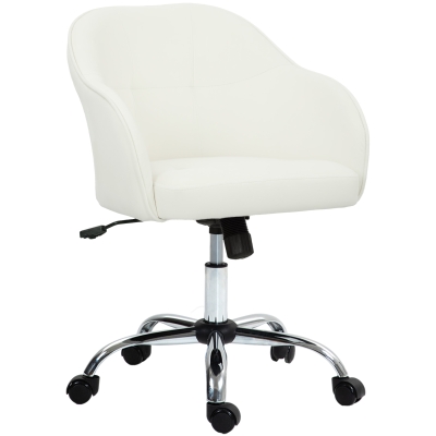 HOMCOM Velvet Swivel Office Chair - Cream