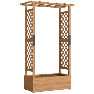 Outsunny Jardinieră înaltă cu spalier și acoperiș, pentru flori, fructe, legume, ierburi, 110 x 44 x 181 cm, lemn, Portocaliu