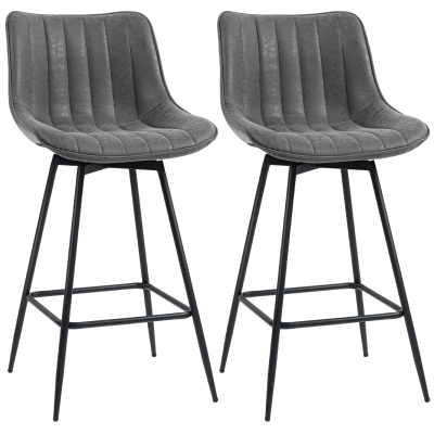 HOMCOM Swivel Bar Stools Set of 2 PU Leather Grey