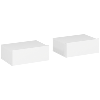 HOMCOM Juego de 2 Mesitas de Noche Flotantes con 1 Cajón Montado en la Pared Estilo Moderno para Dormitorio 40x30x15 cm Blanco
