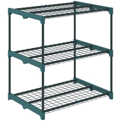 Outsunny Soporte para plantas de 3 niveles, 72 cm de altura, soporte de flores para interior y exterior, estantería de acero para plantas Verde oscuro
