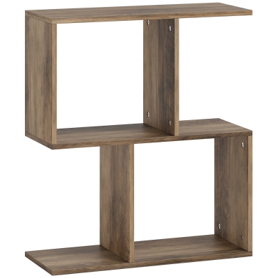 HOMCOM S-Shaped Side Table 3-Tier with Storage Oak