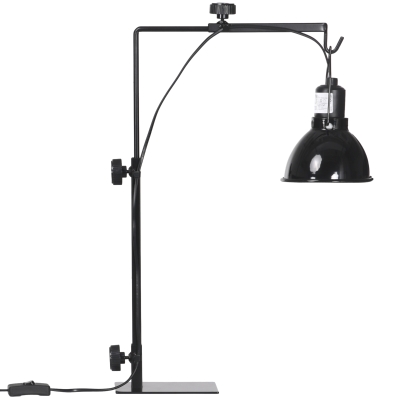 PawHut Support Lampe Chauffante Reptiles Acier Noir Réglable