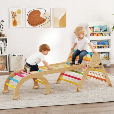 AIYAPLAY 8-in-1 Toddler Climbing Frame with Slide, Multicolour