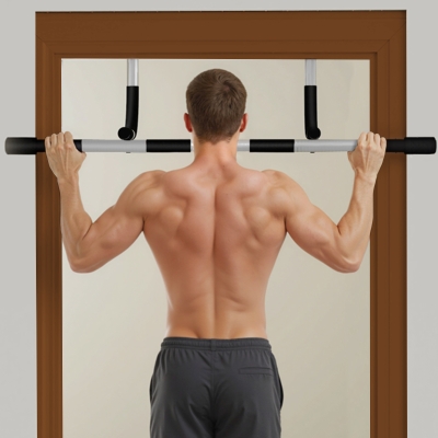 HOMCOM Doorway Pull-Up Bar Grey for Upper Body Workout