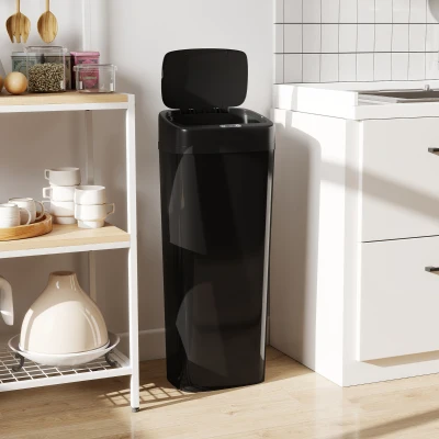 HOMCOM 50L Stainless Steel Sensor Bin - Black