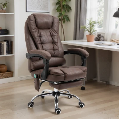 Vinsetto Fauteuil Bureau Massant Marron Réglable