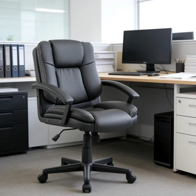 HOMCOM Office Chair Faux Leather Adjustable Swivel Black