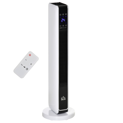 HOMCOM Indoor Tower Space Heater with 2 Heater 1100W/2200W and Fan, Floor Electric Heater for Office, with Timer, Remote