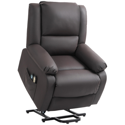 HOMCOM Poltrona Alzapersona Reclinabile 155° e 8 Punti Massaggio