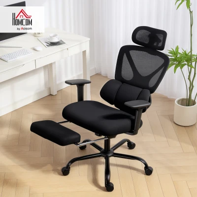 HOMCOM Ergonomic office chair, office armchair with adaptive dynamic lumbar support, 73x75x120-128cm, black