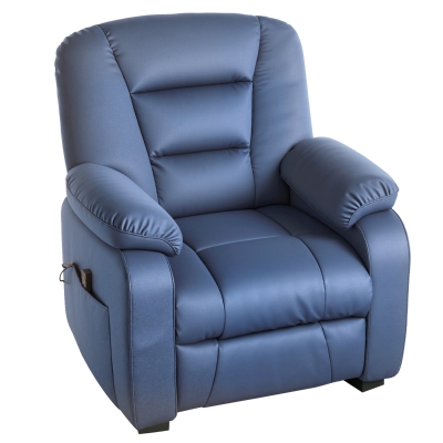 HOMCOM Sillón Relax Reclinable Eléctrico Silencioso con Función Memoria Reposapiés Mando a Distancia Bolsillos Laterales Azul