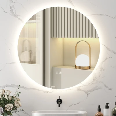 kleankin Miroir LED Rond Ø80cm Antibuée Murale Salle de Bain