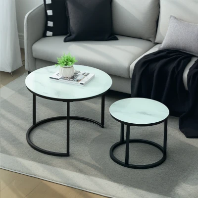 Coffee Table Set Φ60 x 45Hcm White