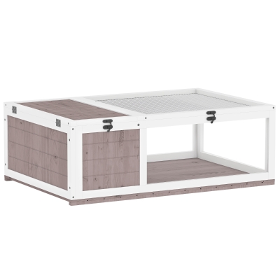 PawHut Enclos Petit Animal Bois 91x60,5x32cm Marron Clair