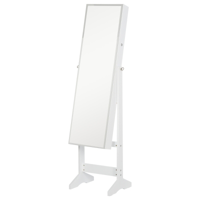 HOMCOM Lockable Jewelry Cabinet Mirror Storage White