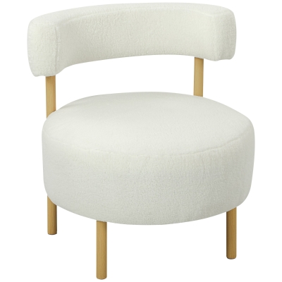 HOMCOM Poltrona Loungesessel Poltrona relax com Sherpa-Fleece, pés metálicos com efeito madeira Poltrona estofada 67 x 67 x 71 cm Creme