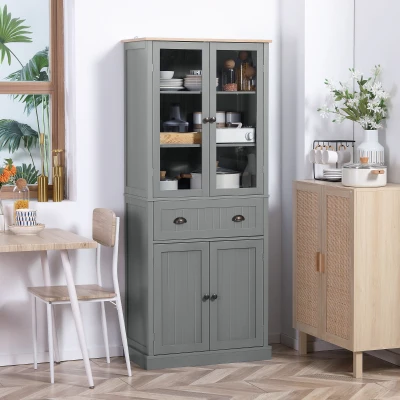 HOMCOM Kitchen Pantry Cabinet 5-Tier Storage Grey 180cm