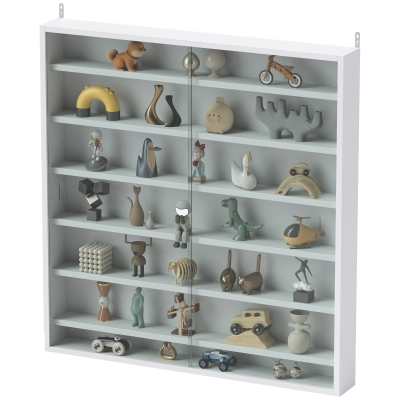 HOMCOM Vitrine Murale 80x9,5x83cm 6 Étagères Verre Coulissant