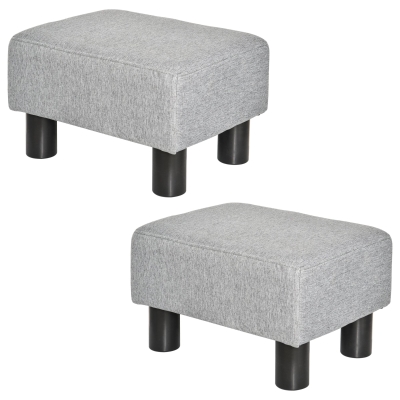 HOMCOM Poufs Repose-Pieds Lin Gris 40x30x24cm 2Pcs