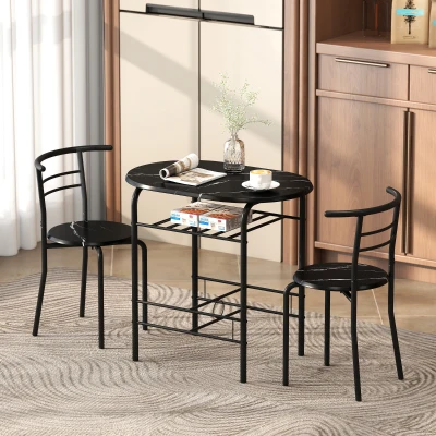 HOMCOM 3-Piece Dining Set Compact Black