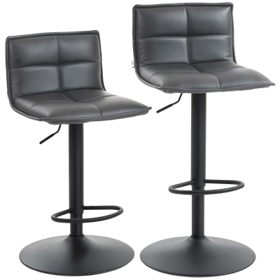 HOMCOM Modern Faux Leather Bar Stools Set of 2 Dark Grey
